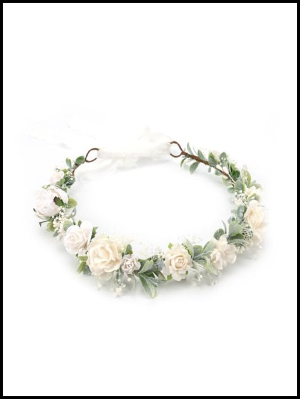 Handmade Flower Crown Headpiece with Preserved Baby's Breath, Adjustable Satin